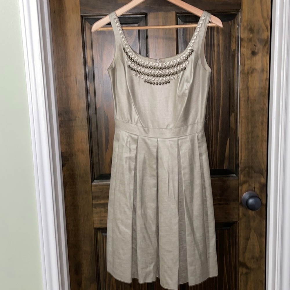 Shiny Taupe Antonio Melani Pleated Dress